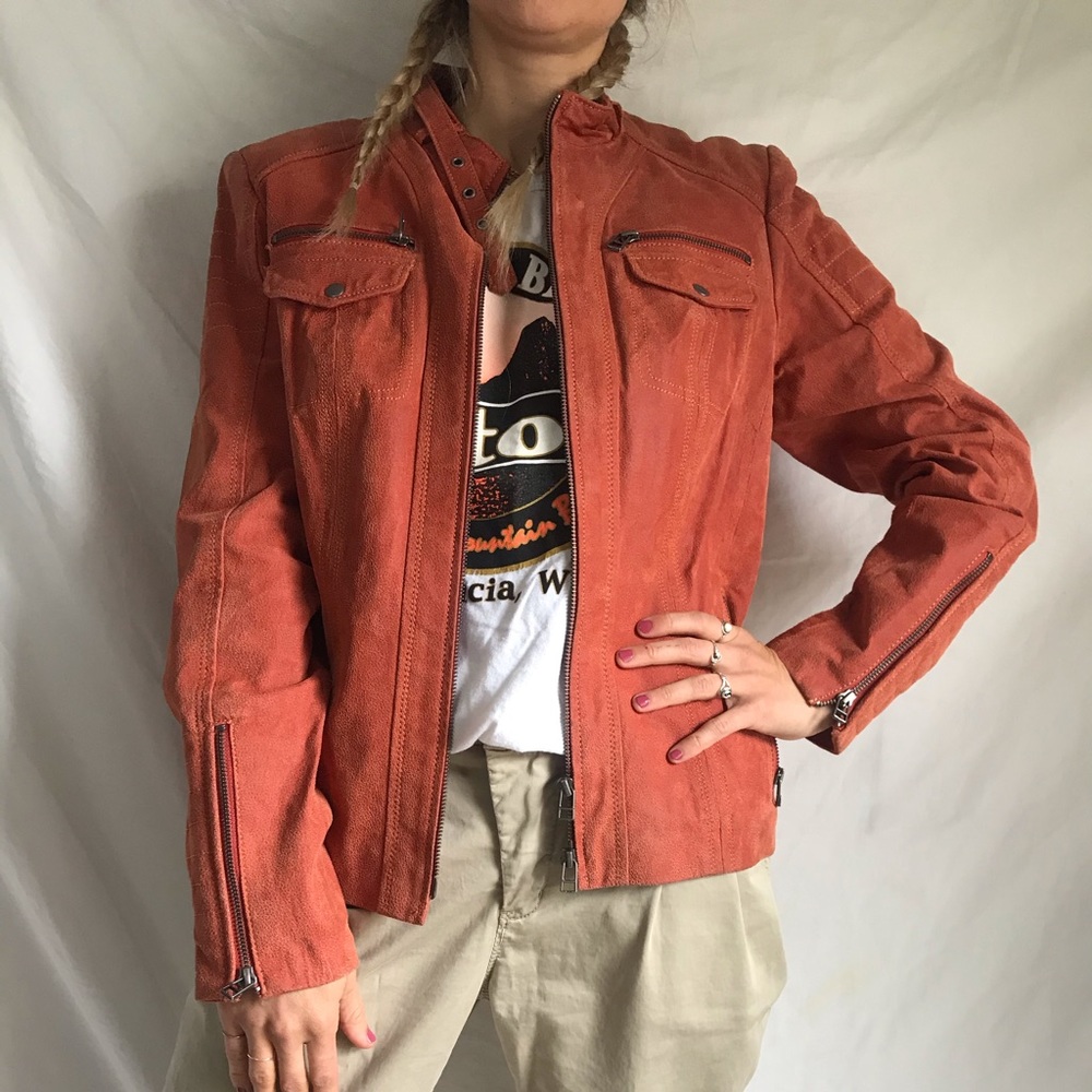 Orange Leather Jacket - Picture 2 of 3